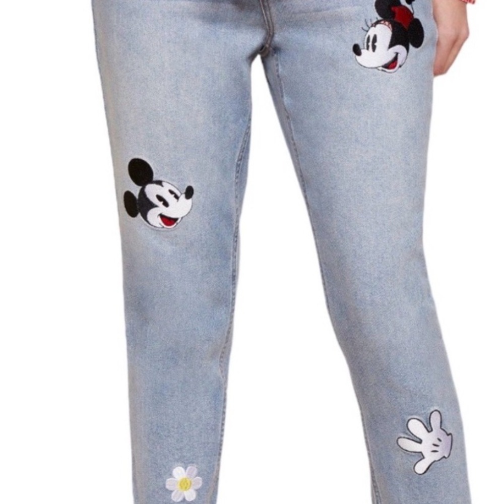 ✅ NWT Disney Women's Light Blue Skinny Jeans with Minnie Mouse Patch